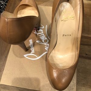 Christian Louboutin camel round toe pumps